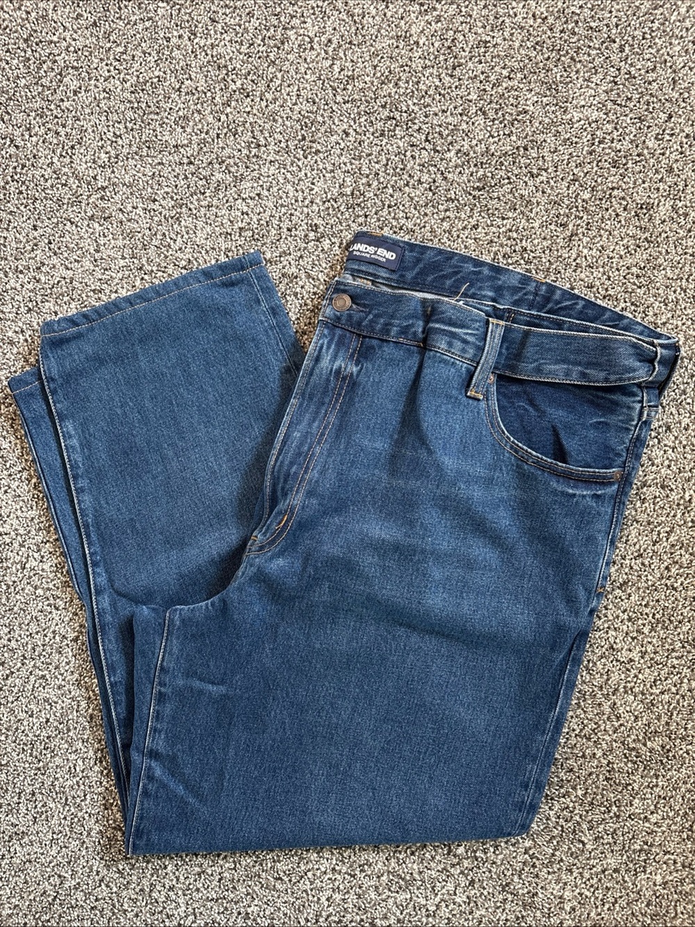 Lands End Square Rigger Traditional Fit Men's Jeans 48T Denim Adjustable Waist